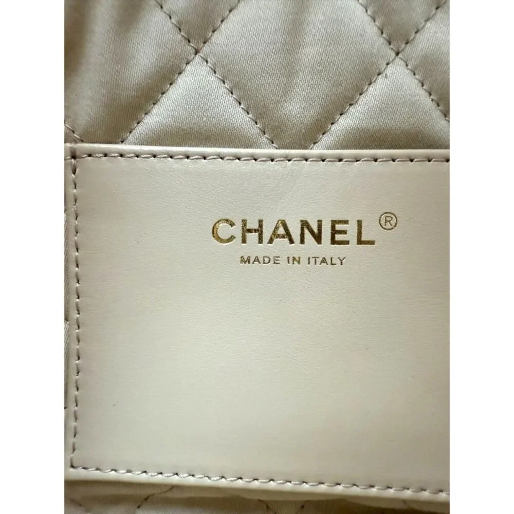 Chanel 22 Mini Shiny Calfskin Quilted White Crossbody Bag